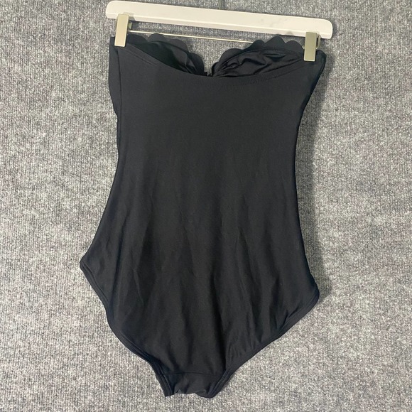 Kate Spade One Piece Small Black Strapless Scalloped Bandeau Dive Right In - Picture 3 of 7